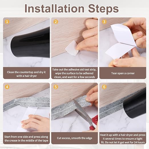 uxcell Caulk Tape Waterproof, 1.42 Inch x 16.4 ft Self-Adhesive Sealant Sealing Strip Caulking Sealant Tape PVC with Tool for Kitchen Sink Toilet Bathroom Bathtub Floor, Gray White