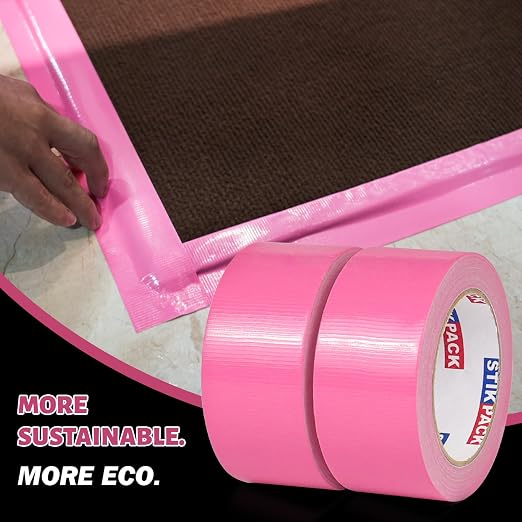 2 Rolls Pink Duct Tape, Heavy Duty Strong Industrial Colored Duct Tape 9mil x 2inch x 25yds Flexible, No Residue, Waterproof and Tear by Hand, Multi-Use for Indoor & Outdoor Repairs