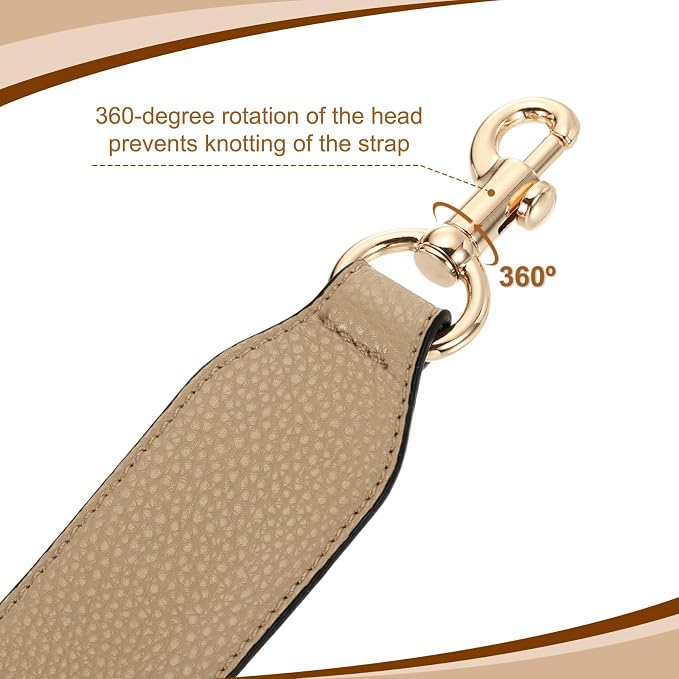 uxcell 22.83 Inch PU Leather Short Bag Strap with Clasp, Purse Handles Handbags Replacement Straps for Clutch Bag Crossbody Underarm Bags, Tawny, Gold Buckle