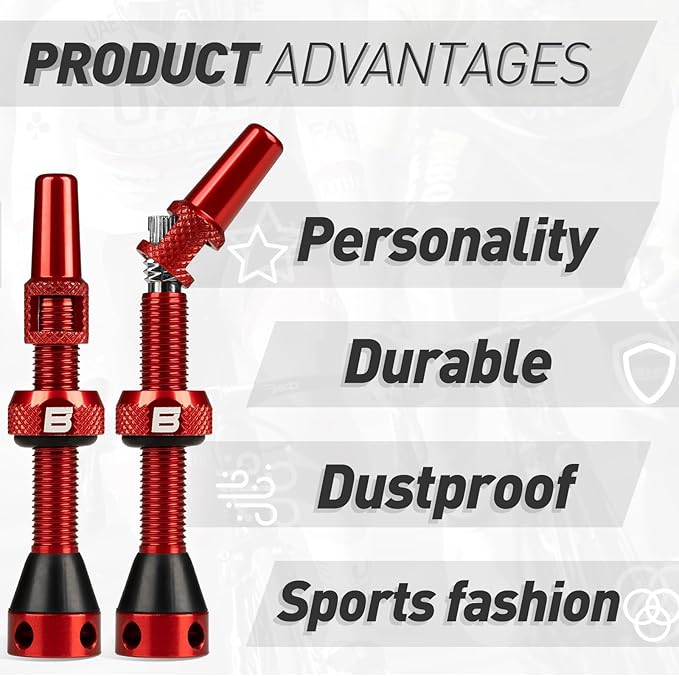 BWSHLF Tubeless Presta Valve Stem 40/44/55/60/65/70/80/100 mm, Super Light Alloy Presta Valve Stem Kit with Valve Core Remover Tool and Valve Stem Caps - Multiple Color and Size Options(Pair)