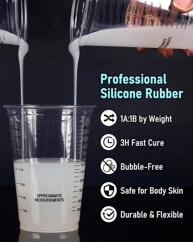 Nicpro 250oz Silicone Mold Making Kit, 15A Platinum Liquid Silicones Rubber, Flexible Silicone Molds Maker Mix Ratio 1:1 for Casting 3D Resins Candle Soap Molds DIY with Gloves, Sticks, Mixing Cups