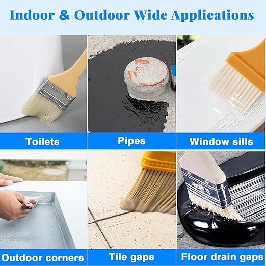 Invisible Waterproof Sealant & Transparent Coating - 70.6 oz Liquid Leak Repair for Roof, Walls, Bathroom, Kitchen | Indoor/Outdoor Use with 3 Brushes | Anti-Leakage & Crack Protection