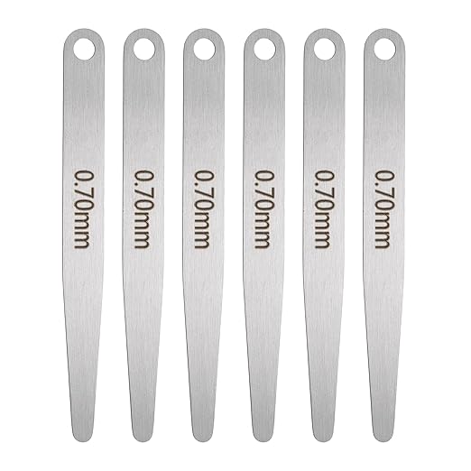 HARFINGTON 6pcs Metric Thickness Feeler Gauge 0.7mm Single Blade Oval Feeler Gauge 304 Stainless Steel Gap Measuring Tool for Repair Valve Guitar Spark Plug