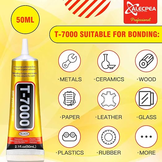 ALECPEA Upgrade T-7000 Black Adhesive Glue - 50ml | High-Performance Waterproof Adhesive for Precision Repairs, Perfect for Phone, Electronics, Jewelry, and Crafts
