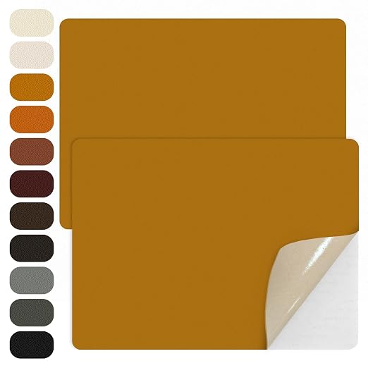 WILDREEDS 2 Pcs 8 x11 Inch Leather Repair Patches, Self-Adhesive Leather Patch for Sofas, Couch, Furniture,Tote Bags, Car Seats (Tan)