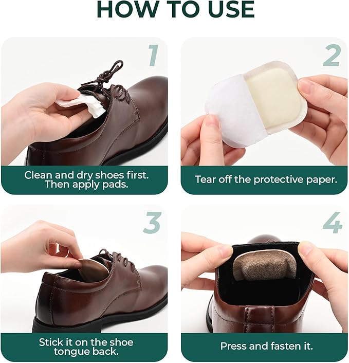 Shoe Tongue Pads for Men & Women - Welnove 2 Pairs Suede Memory Foam Shoe Padding Cushion Soft Self Adhesive Inserts Filler for Boots, Leather Shoes, Dress Shoes, Loafers (Beige, Size S)