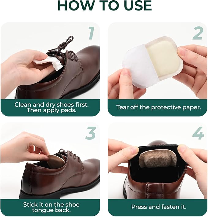 Shoe Tongue Pads for Men & Women - Welnove 3 Pairs Suede Memory Foam Shoe Padding Cushion Soft Self Adhesive Inserts Filler for Boots, Leather Shoes, Dress Shoes, Loafers (Beige, Size L)