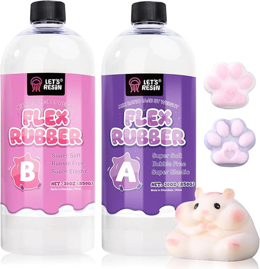 LET'S RESIN Flex Rubber for Making Taba Squishy-Super Soft 60oz Silicone Mix for Squishy Maker, DIY, Custom Cat Paws & Stress Relief Gifts