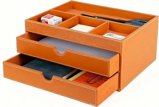 Household Multifunctional Desktop Storage Cabinet, Drawers and Four Separate Organizers, Watch box Four divider Storage Box on the Bedside Table in the Room (brown)