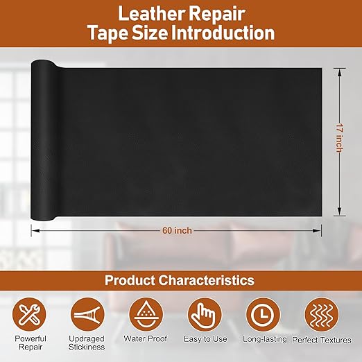 Leather Repair Patch, 17X60 Inch Self Adhesive Leather Repair Patch, Vinyl Repair Patch Kit, Leather Patches for Furniture, Couches, Car Seats, Cabinets, Wall, Handbags - Light Grey #2