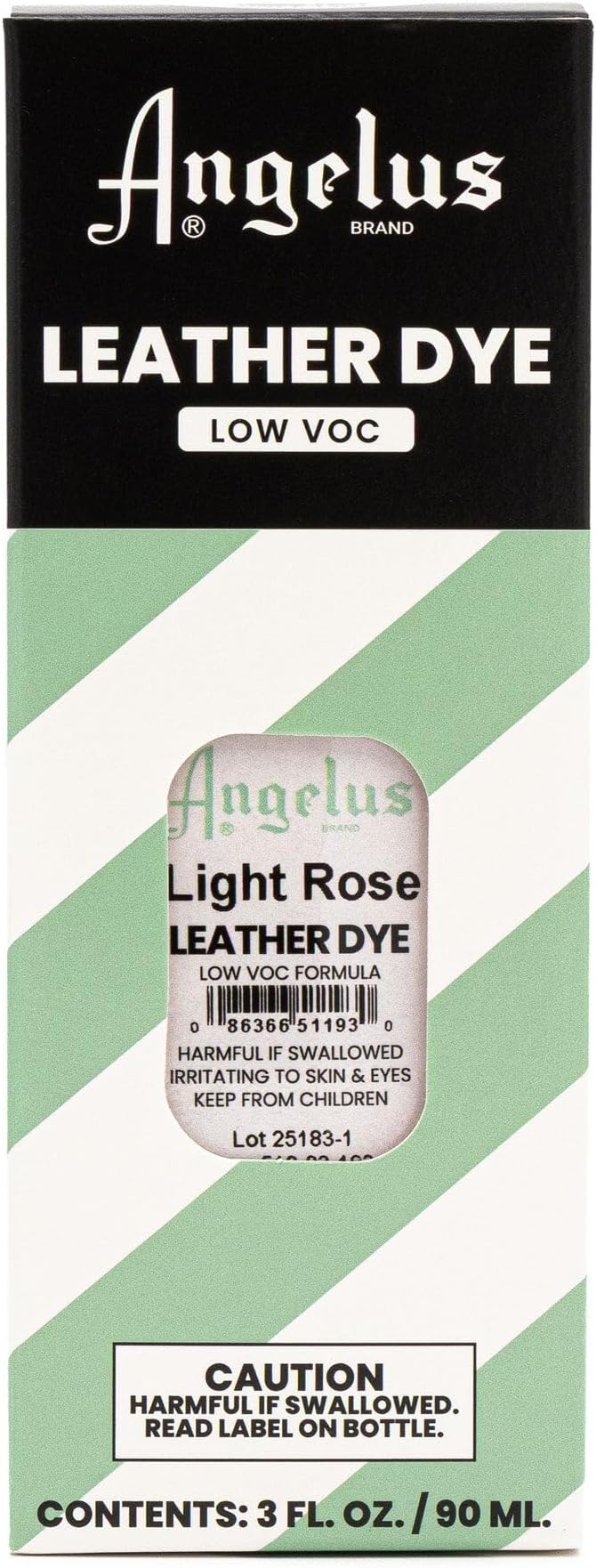 Angelus Leather Dye - Flexible Leather Dye for Shoes, Boots, Bags, Crafts, Furniture, & More 3oz, Dauber Included (Light Rose)