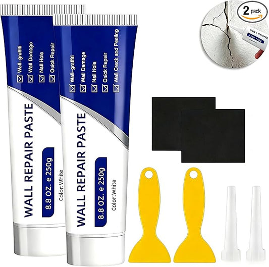Drywall Repair Kit with Scraper, 2026 Upgrade Wall Repair Paste for Holes & Cracks, Professional Drywall Patch Paste & Wall Repair Ointment for DIY Home Improvement (2 PCS, White)