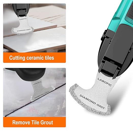 6Pcs Diamond Oscillating Blades, Universal Grout Oscillating Multi Tool Blades for Grout Removal, Cleaning Mortar, Soft Tile Cut