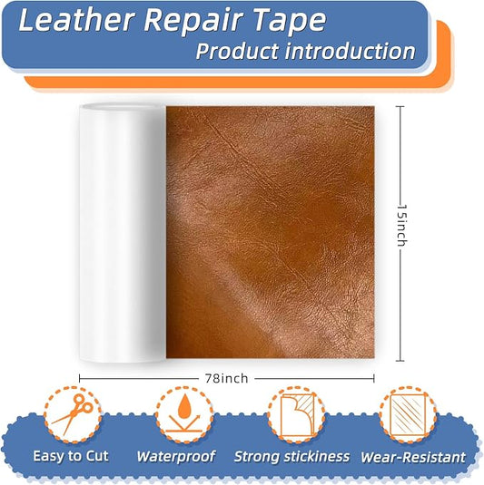 Self Adhesive Faux Leather Repair Patch,1Roll 15x78 Inch Leather Repair Tape for Furniture,Couch Tape for Couches,Bed,Car Seats,Chair,Light Brown