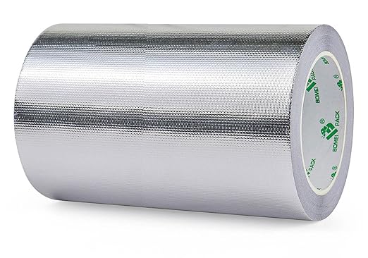 BOMEI PACK Adhesive Aluminum Foil Heat Shield Tape 1Pack 7inch x 66ft Barrier Fiberglass Thermal Insulation Reflective Material High Temp Protectionn