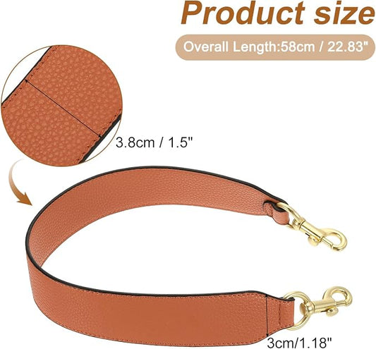 uxcell 22.83 Inch PU Leather Short Bag Strap with Clasp, Purse Handles Handbags Replacement Straps for Clutch Bag Crossbody Underarm Bags, Orange, Light Gold Buckle