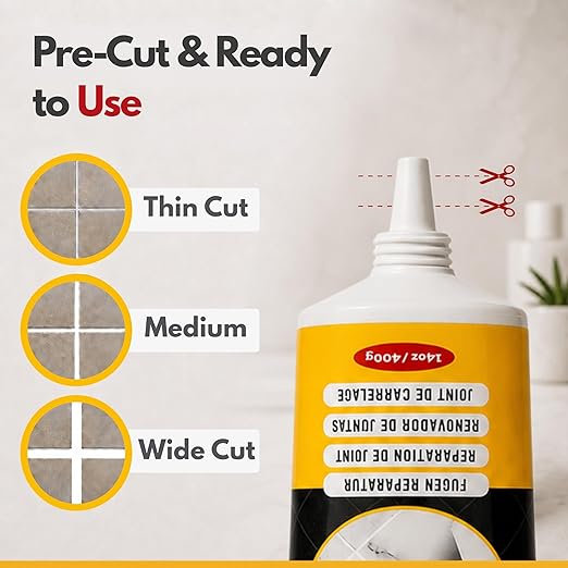 ISPAR Tile Grout Repair Kit – Gray Grout Filler 8.8 oz, Pre-Mixed Grout Repair Paste, Ready to Use Tile Joint Filler for Bathroom & Shower Tile, Includes Spatula