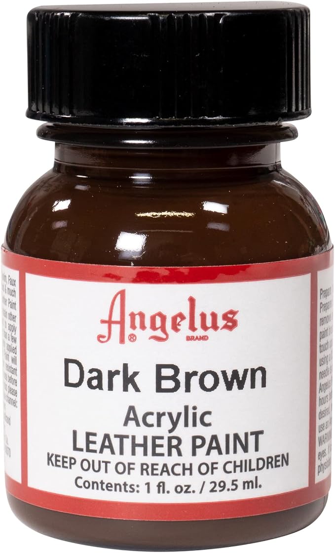 Angelus Acrylic Leather Paint For Shoes, Sneakers, Leather, Canvas, Furniture, and More - 1 fl oz, Dark Brown