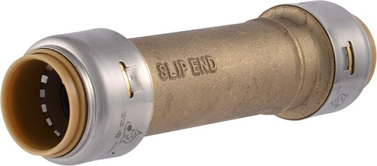 SharkBite Max 3/4 Inch Slip Coupling, Push to Connect Brass Plumbing Fitting, PEX Pipe, Copper, CPVC, PE-RT, HDPE, UR3016A