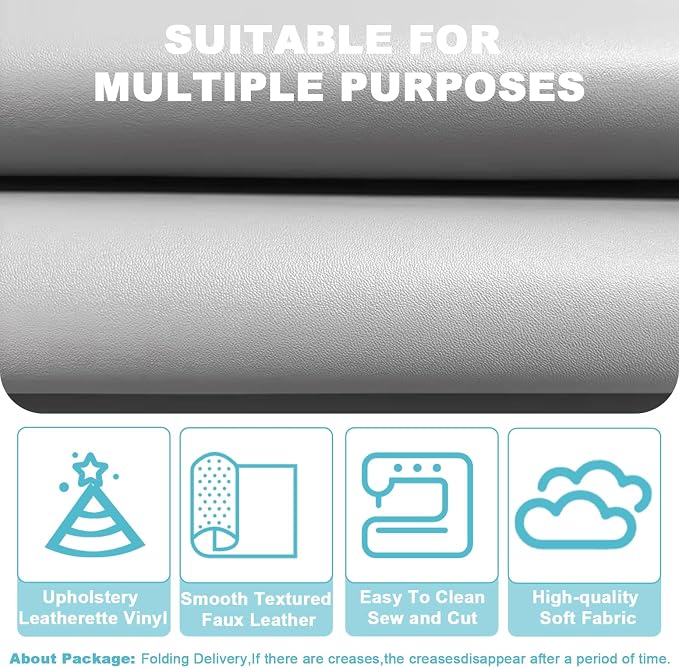 White Faux Leather Fabric 19"x54" - Smooth Waterproof Vinyl Leather for Furniture Upholstery, Home Decor Restoration, Handbag Making and DIY Sewing Projects