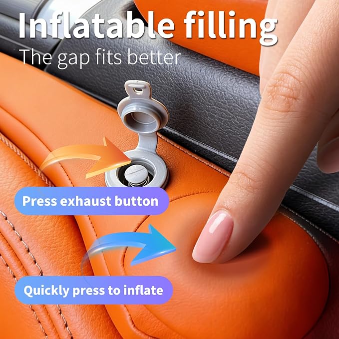 Inflatable Car Seat Gap Filler, Air Bladder Leak Proof Plug for Car Seat Cracks, Universal Fit Easy Installation to Prevent Items from Falling - No Tools Required, Back Seat Safe Grey