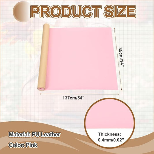 MECCANIXITY Leather Repair Patch 14"x54" Self-Adhesive Leather Vinyl Repair Tape Kit for Furniture Couches Sofa Chair Car Boat Seats Jackets, Pink