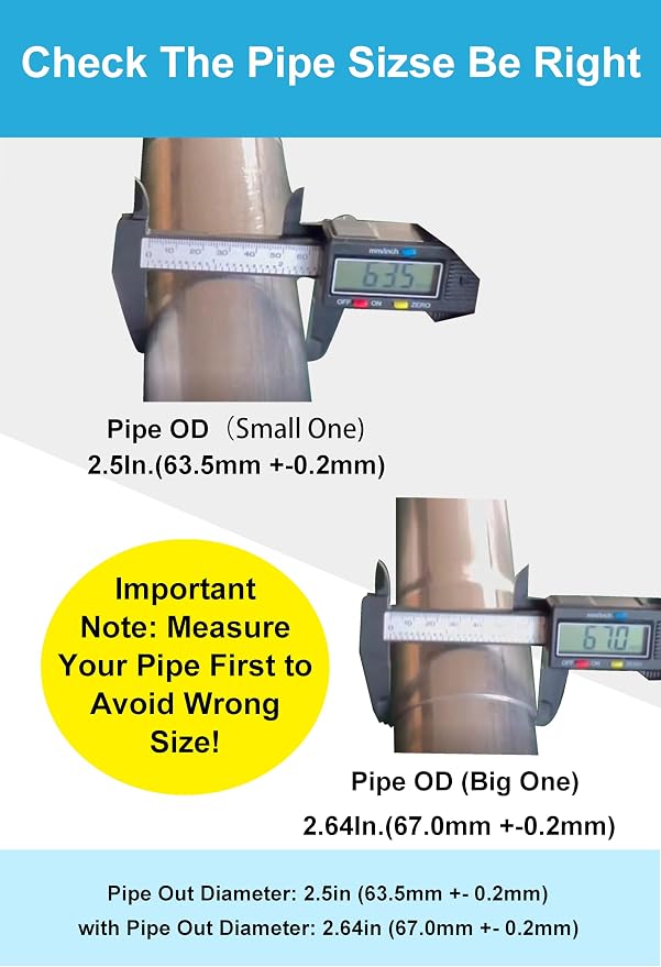 2.5 Inch Exhaust Clamps 2 Packs,2 1/2in Lap Joint Band Clamp 304 Stainless Steel for Muffler Pipe Repair,Catalytic Converters