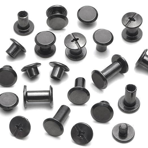 YORANYO 110Sets Chicago Screws Leather Rivets Assorted Screw Rivets Chicago Binding Screws for Decorate and Repair Leather Craft Belt Bag Shoes Purse Bookbinding (Gunmetal Black, M5*4,5,6,8,10,12)