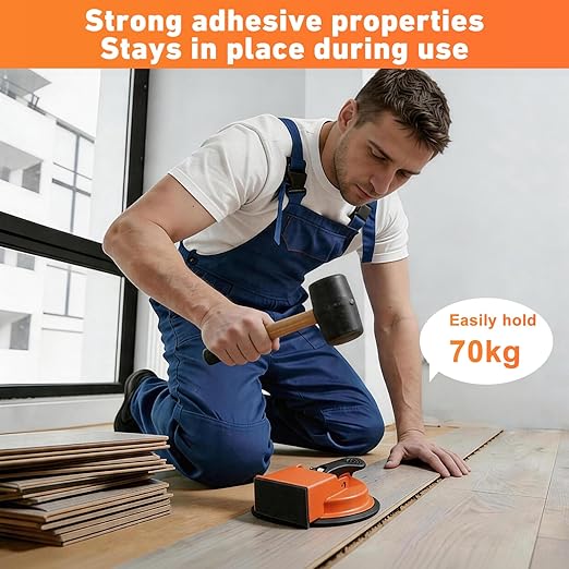 Floor Gap Fixer Tool, Heavy Duty Floor Gap Fixer Tool, Enhanced Vacuum Suction Cup, Professional Grade Gap Closer for Laminate, Wood, Vinyl & Tile Flooring (Orange)