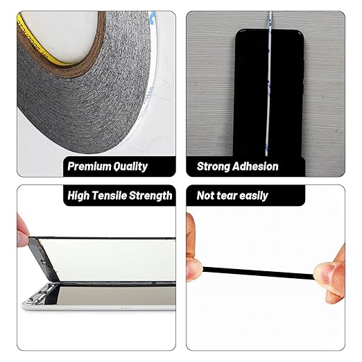 Kaisiking 1pcs 3mm x 50M LCD Repair Tape Phone Screen Adhesive Tape LCD Touch Screen Repair Tape with 1 Tweezers for Cell Phone, iPad, Tablets, Laptops, LCD Screen