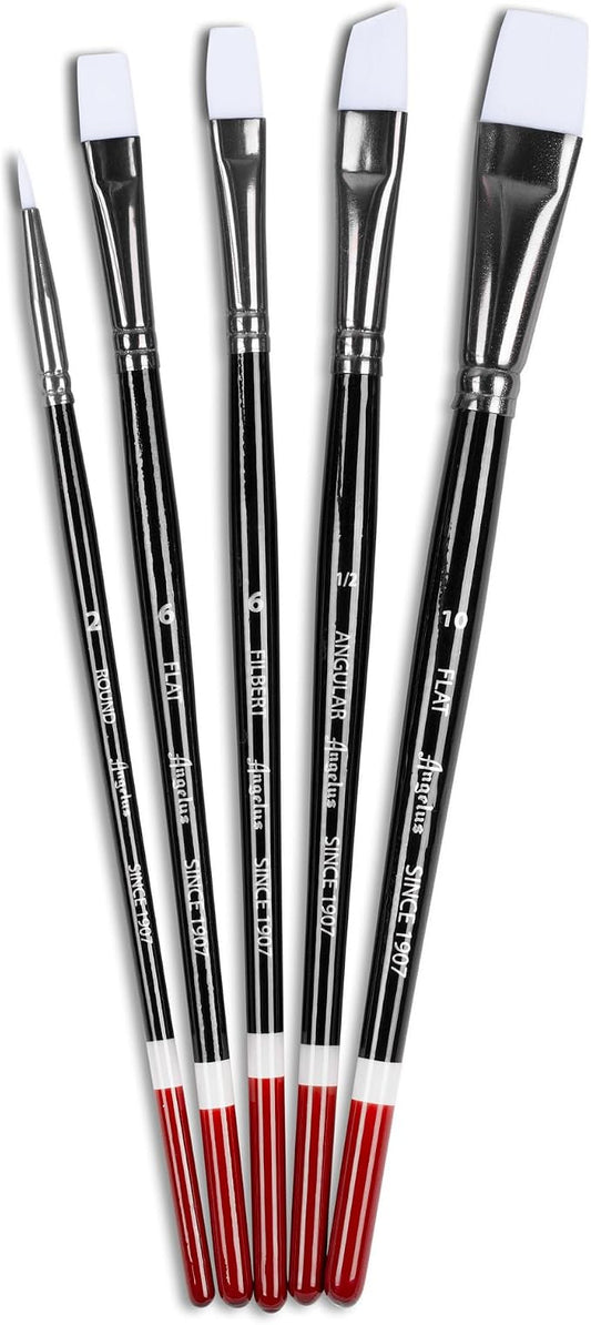 Angelus Paint Brush Set Round Flat Angular Artist Acrylic Paint Brush Set Shoe paint Brush set (5 pcs)