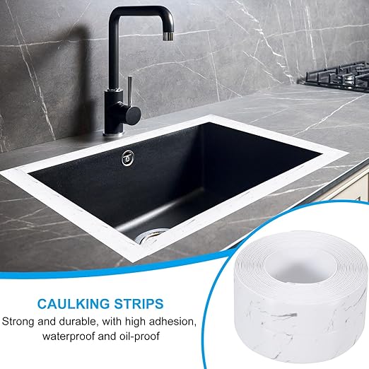 PATIKIL Caulk Tape 1.5" x 10.5 Ft, Self Adhesive Sealing Tape Waterproof Toilet Tub Caulk Sealant Strip Sealing Trim for Kitchen Bathroom Toilet Bathtub Sink Countertop, Light Grey