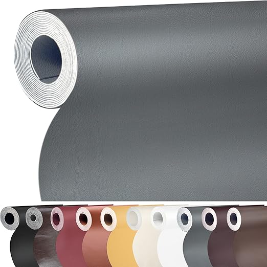 Leather Repair Patch 36X158 inch Large Self-Adhesive Leather Repair Tape, Reupholster Leather Patches for Furniture Couch Chairs Car Seat (Grey, 36x158 inch)