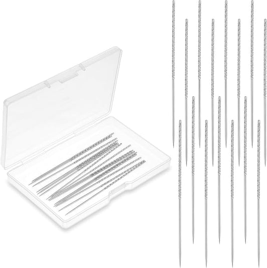15Pcs Snag Nab It Tool 3 x 0.04 Inch Snag Repair Needle Tool with Case, Leather Stitching Needles Sharps for Woven Knitted Cloth Garments Drapes