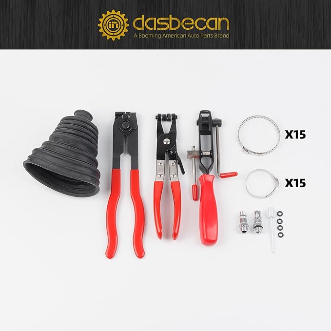 Dasbecan Upgraded CV Joint Boot Tool Expander Rod Spreader Installation Removal Tool Kit with 3Pcs Auto CV Joint Boot Clamp Pliers Tool Set (Red)