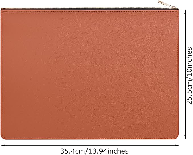 PU Leather A4 File Folder Zipper Document Holder Envelope Folder Case for Receipt Contract (1, Brown)
