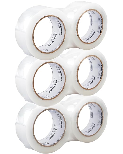 AUDTMWH Clear Packing Tape, Heavy Duty Packaging Tape Designed for Moving, Packing, Shipping and Mailing, 1.88" x 63 yds, 6 Rolls