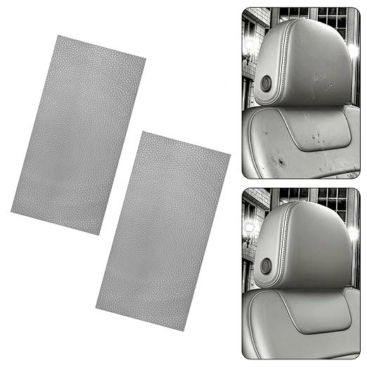 Grey Self-Adhesive Leather Repair Patch Tape Kit, 8 x 4 Inch Waterproof & Scratch-Resistant Leather Patches for Car Seat, Furniture, Couch, Sofa, Office Chair, Vinyl Repair Tape Kit