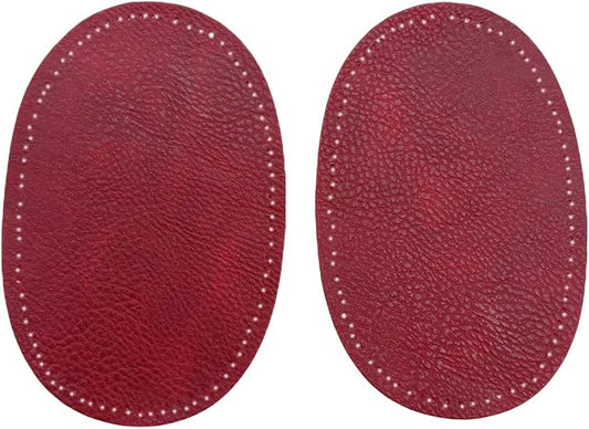 BeeSpring 2 Pieces Pu Leather Patch Sew on Patches Repir Elbow Knee for Clothes Clothing Accessories - Dark Red