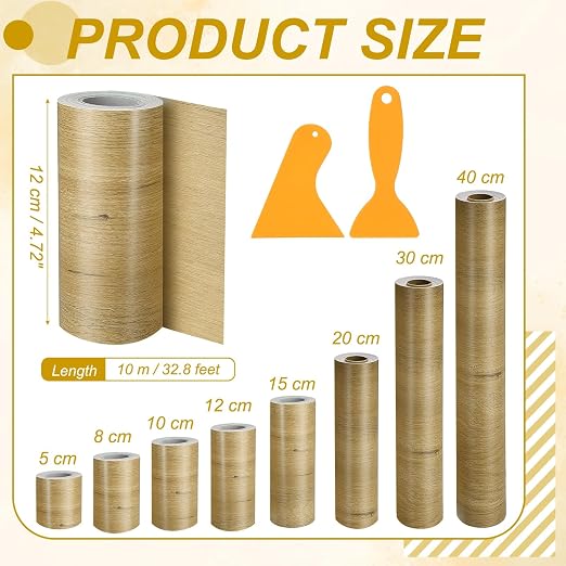 PATIKIL Wood Grain Repair Tape, 5" x 33' Self Adhesive Realistic Wood Tape with Scraper Durable Repair Patch for Furniture Floor Window Door Table DIY Home Decor, Wood Grain