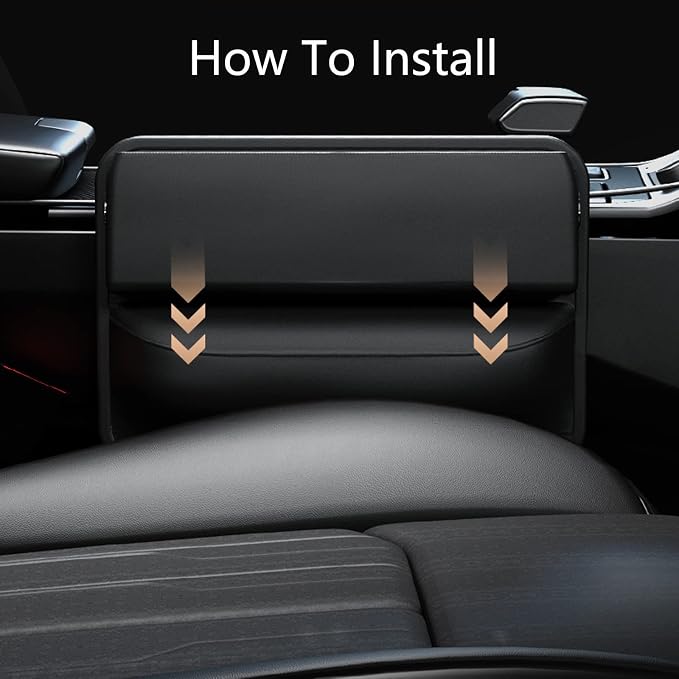 Car Seat Gap Filler Organizer,Premium PU Leather Storage Box No Slip Pad Compatible with Phone Key Wallet Phone Sunglasses Pockets Seat Catcher Holders Console Side Organizers Driver Side