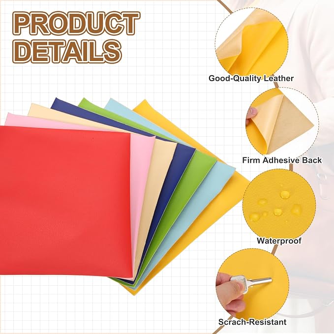 MECCANIXITY 3 Pcs Leather Repair Patch 10"x12" Self-Adhesive Leather Vinyl Repair Tape Kit for Furniture Couches Sofa Chair Car Boat Seats Jackets, Yellow
