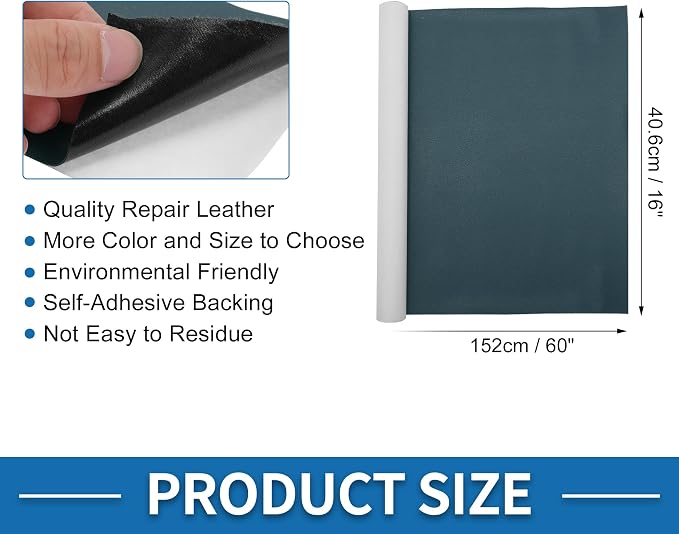 Self Adhesive Leather Repair Patch Strong Stickiness 60"x16" Leather Repair Tape PU Leather Deep Blue 1 Pcs