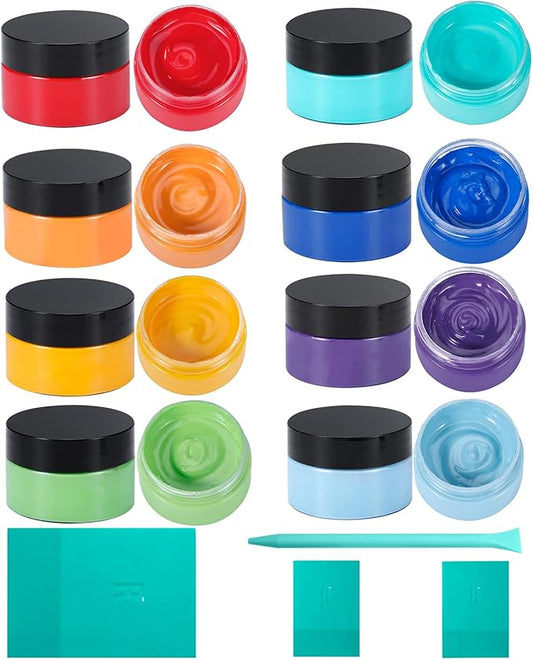 8PCS Chalk Paste Kit with 3 Chalk Paste Squeegees, 8 Colors Screen Printing Ink for Stencils, Reusable Self-Adhesive Silk Screen Stencil Paint Starter Kit for Craft DIY, Home Decor & Chalkboard