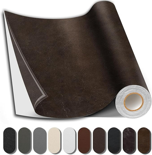 Leather Repair Patch, 17X158 inch Strong Sticky Repair Patch Self Adhesive Waterproof, DIY Large Vinyl Patches for Couches, Furniture, Sofa, Car, Chair (DBrown, 17X158 inch)