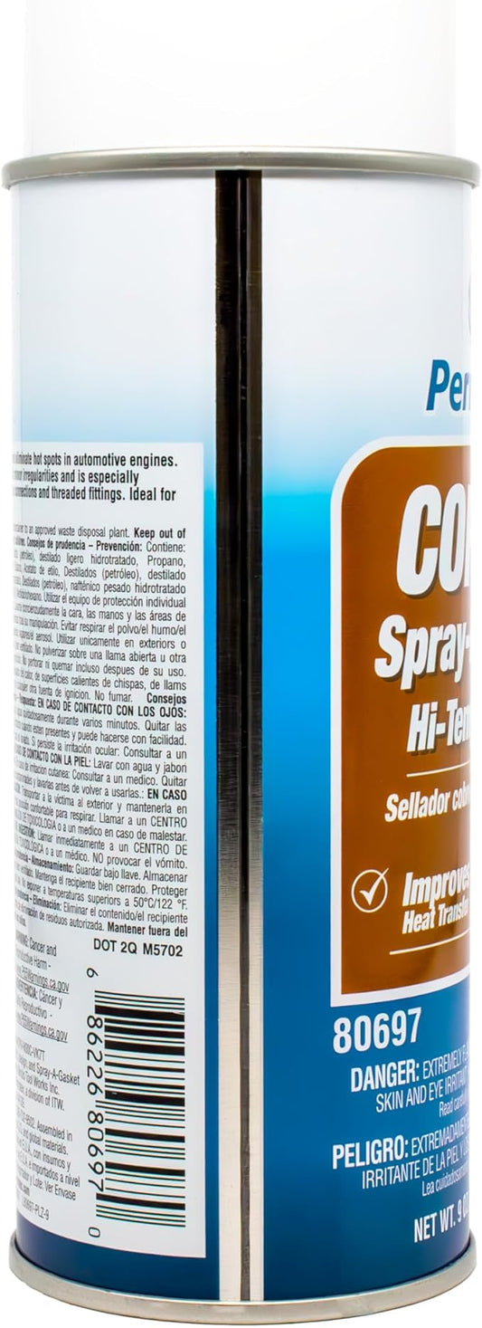 Permatex 80697 Copper Spray-A-Gasket Hi-Temp Adhesive Sealant, 9 oz. net Aerosol Can