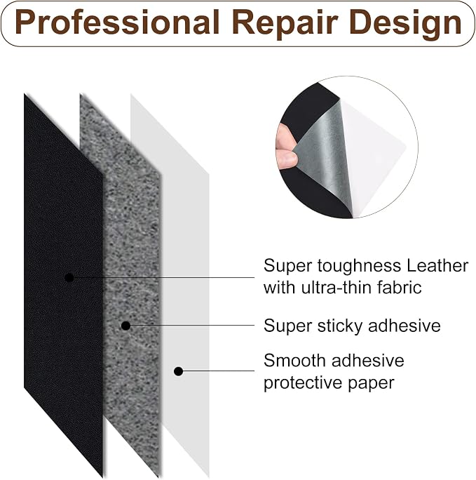 Numola Leather Repair Patch 8×11 inch Self-Adhesive Leather Repair Tape, Scratch/Holes Vinyl Repair Kit for Couch, Car Seat, Sofas, DIY Furniture Upholstery, Chair, Jackets, First-aid (Dark Brown)