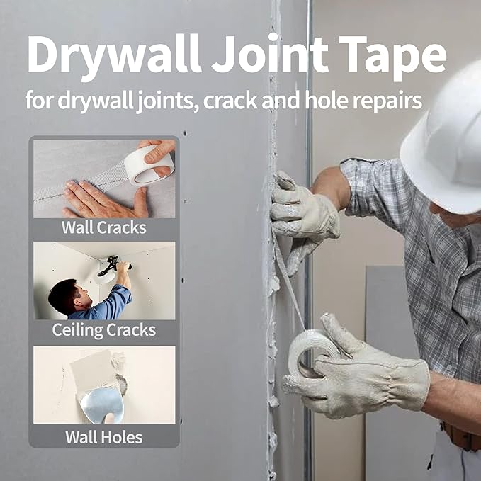 Drywall Joint Tape 6 Inch x 150FT Self-Adhesive Fiberglass Mesh Tape for Wall Crack Repair & Drywall Finishing