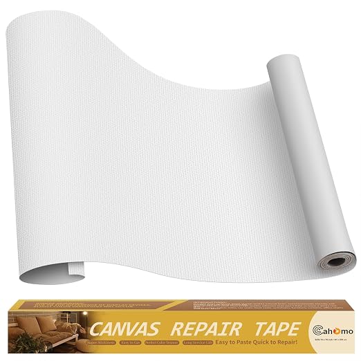 Cahomo Canvas Repair Tape 16x79 inch, Self Adhesive Fabric Patches, Couch Repair Patch Kit, Fabric Repair Tape for Furniture, Sofas, Carpet, DIY, Headboards, Chairs, Pillows, Canvas Goods - White