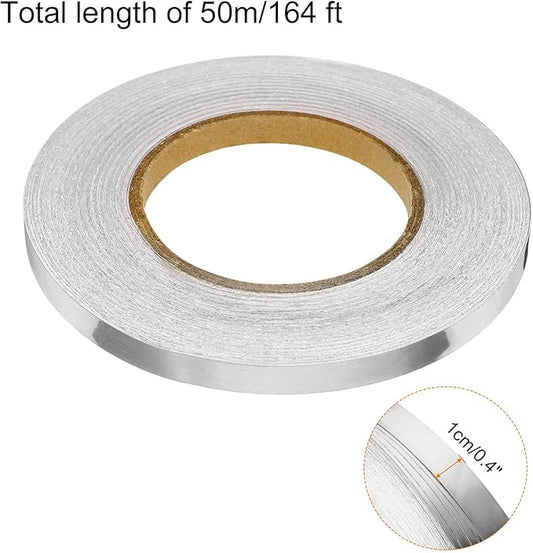 HARFINGTON 2Pcs Floor Tiles Silver Foil Lines Metallic Mirror Tape 0.4" x164 Ft Self Adhesive Decor Floor Wall Seam Sticker Waterproof Gap Sealing Tape for Kitchen Bathroom Cabinet